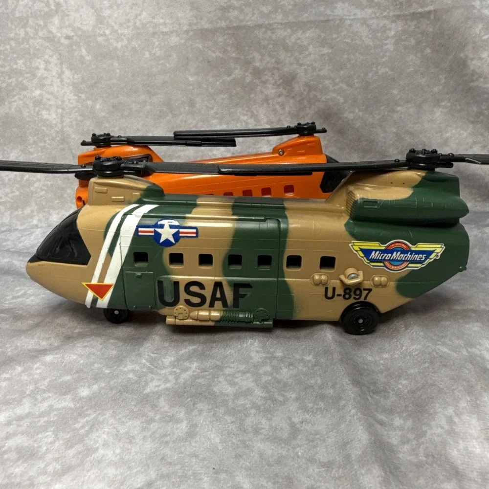 VTG Micro Machines Helicopter Playset x2 Chinook Style Ready for Play or Display